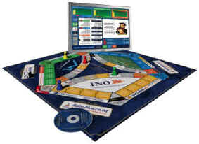 The game is played on a board and electronically using the game CD.